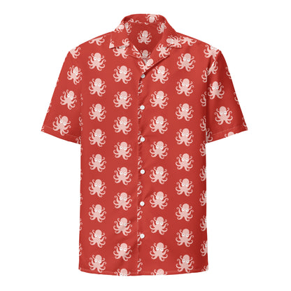 Button Shirt Mascot Octopus on Red by Puglia Tips