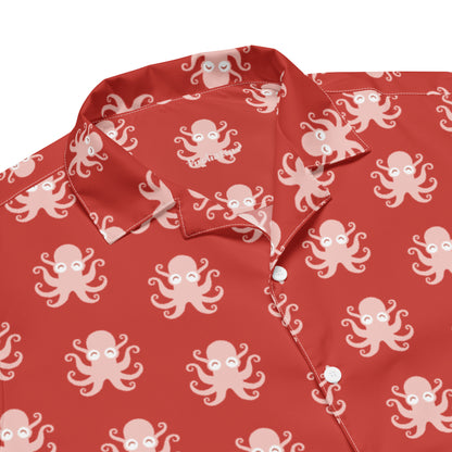 Button Shirt Mascot Octopus on Red by Puglia Tips